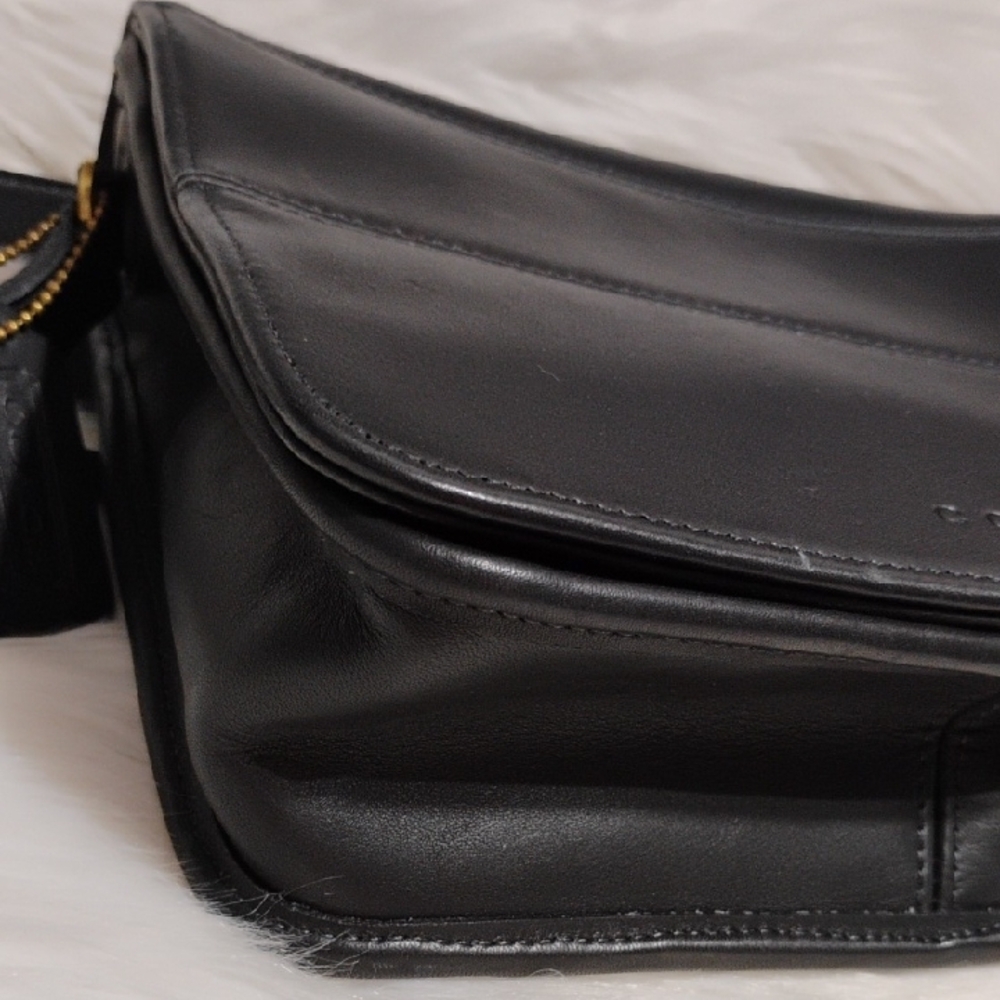 SALE! Coach Vintage 9092 Tribeca Black Leather Flap Shoulder Bag & Hangtag - Picture 10 of 17